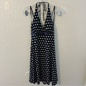 Vintage Made in the USA Black & White Polka-Dot Y2K Halter Dress
